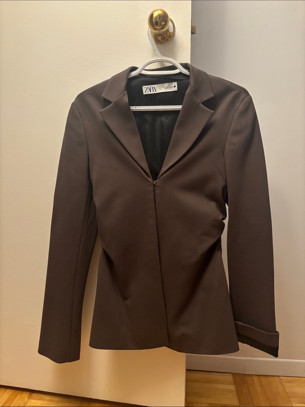 Zara Brown Tailored Single-Button Blazer